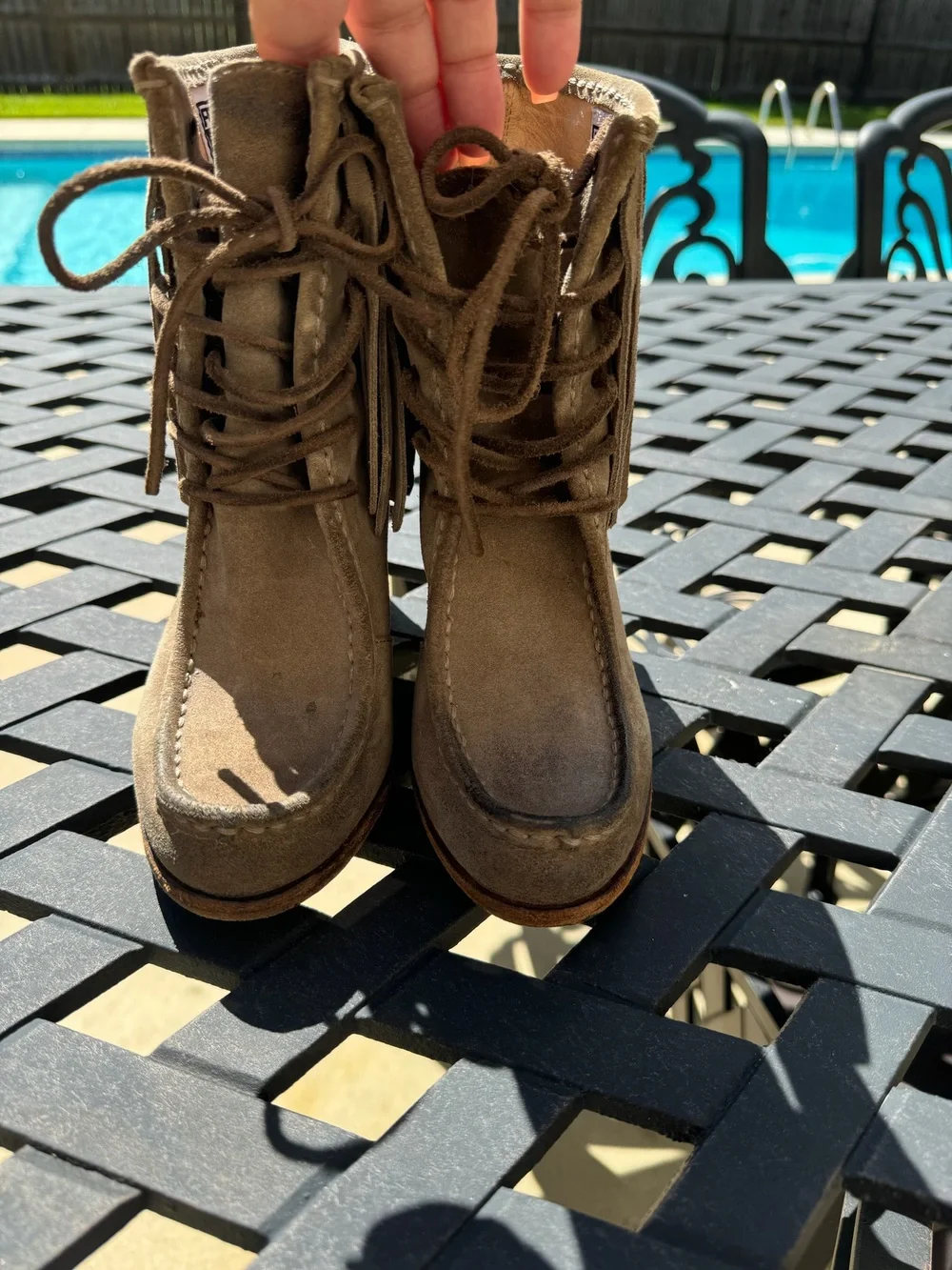 Frye Boots- Parker Fringe Style 3476658 Gry - Picture 2 of 6